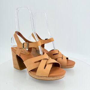 Kork-Ease Hutton Sandals Brown Leather Platform Wooden Block Heel Slingback 11M